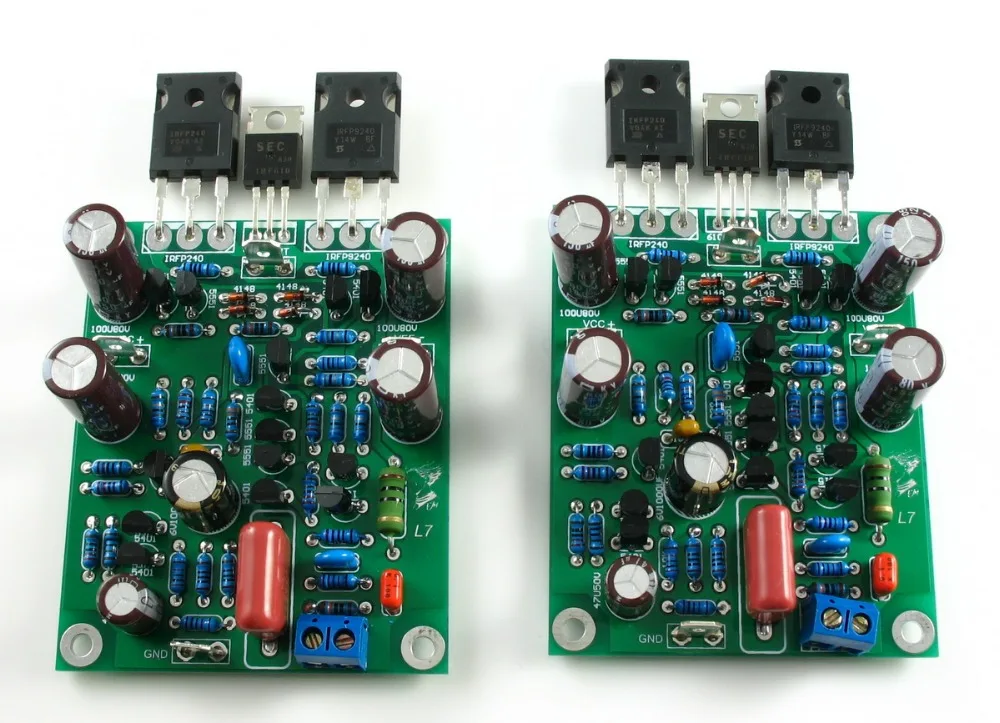 L7 Class AB MOSFET IRFP240 IRFP9240 FET tube IRF610 Transistor Audio Power Amplifier 2.0 channel 300-350WX2 Amplifier Board