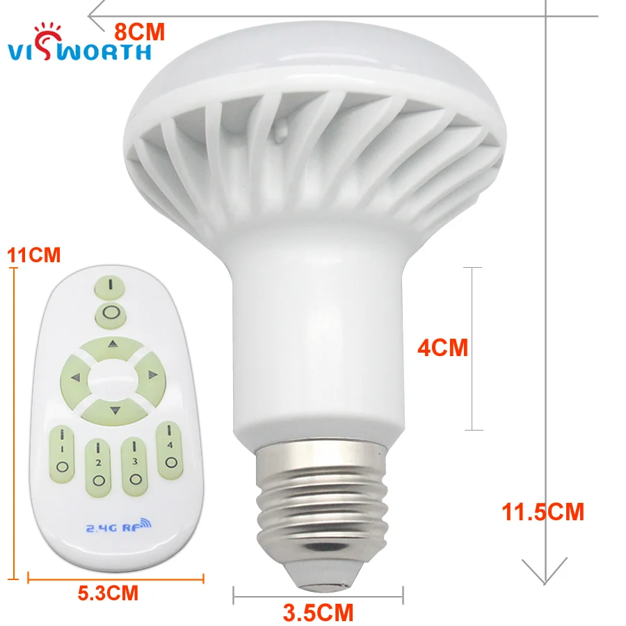 [VisWorth] Dimmable 7W 2.4GHz Wireless RF Remote Control Bombillas Led Bulb E27 Led Light SMD5730 AC 220V 230V 240V