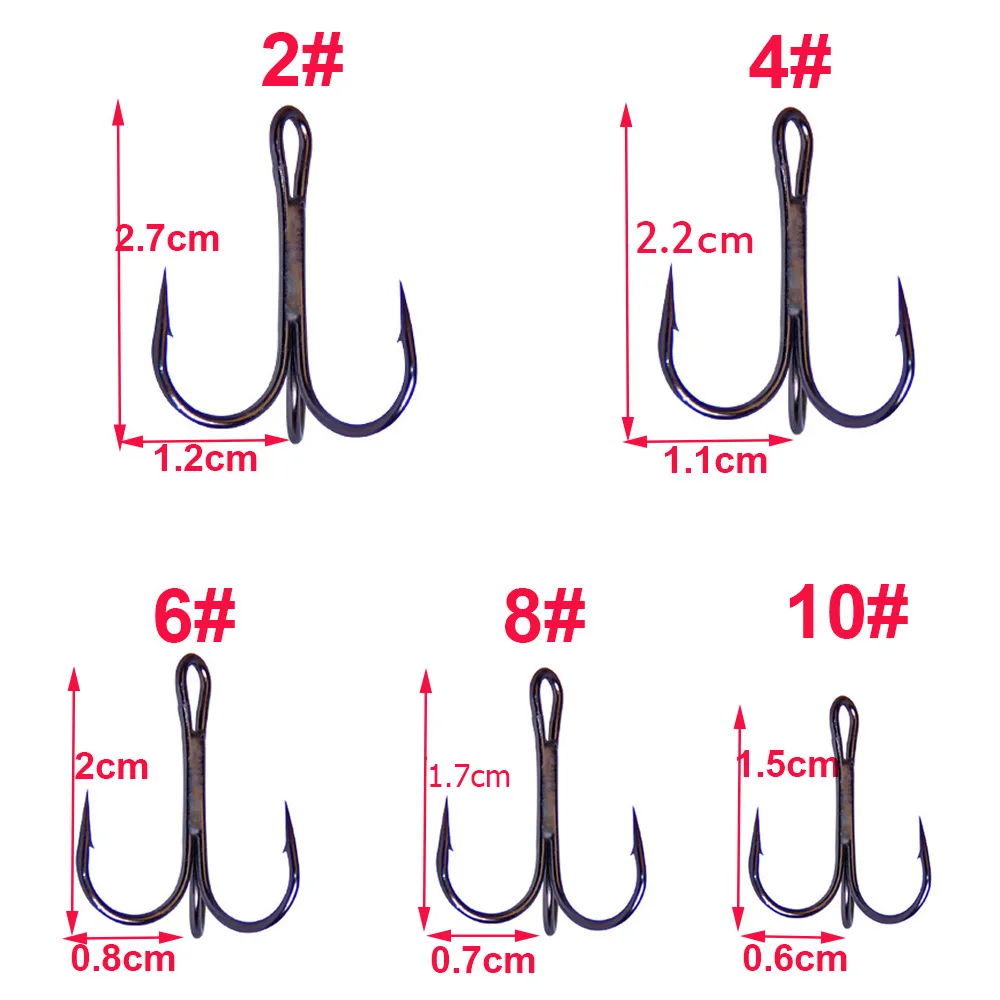 EASY CATCH 500pcs/lot Super Sharp Anchor Hook Sea Fishing Treble hook size Triple Hooks for jig fishing lure tackle