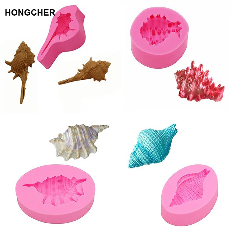 

Sea animal series sea cucumber, conch fondant silicone mold chocolate mold, dessert decoration mold, kitchen baking gadget.