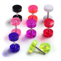 2pcs Transparent Color Fake Ear Plugs And Tunnels  Stud Earrings For Women Men Fashion Jewelry Faux gauge ear Piercing