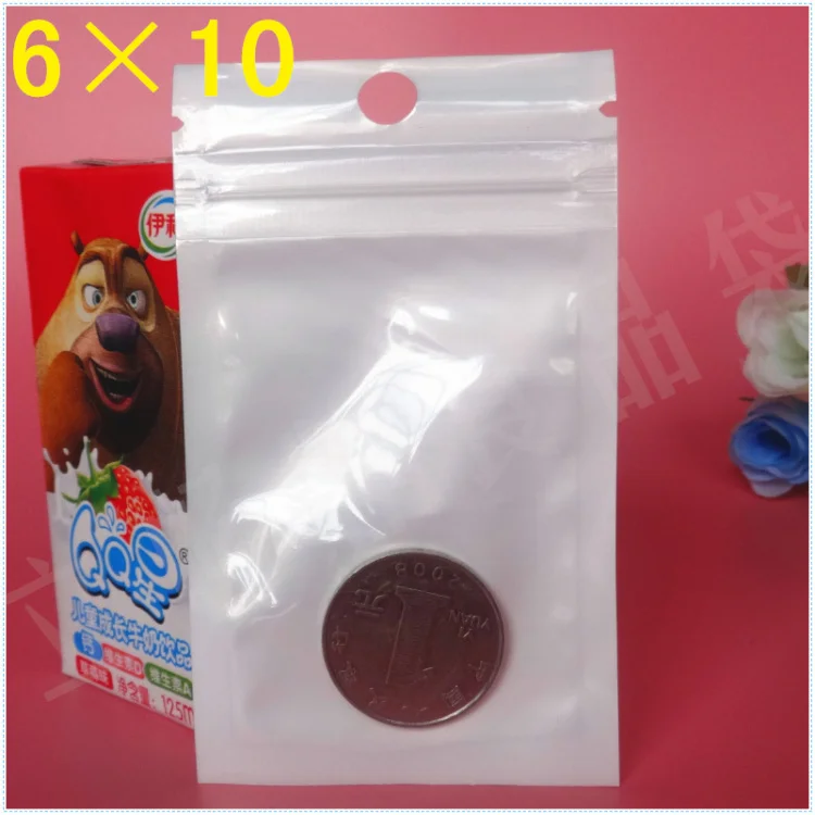 

1800Pcs/Lot 6*10cm White/Clear Self Seal Zipper Plastic Retail Storage Bag, Ziplock Zip Lock Bag Retail Package With Hang Hole