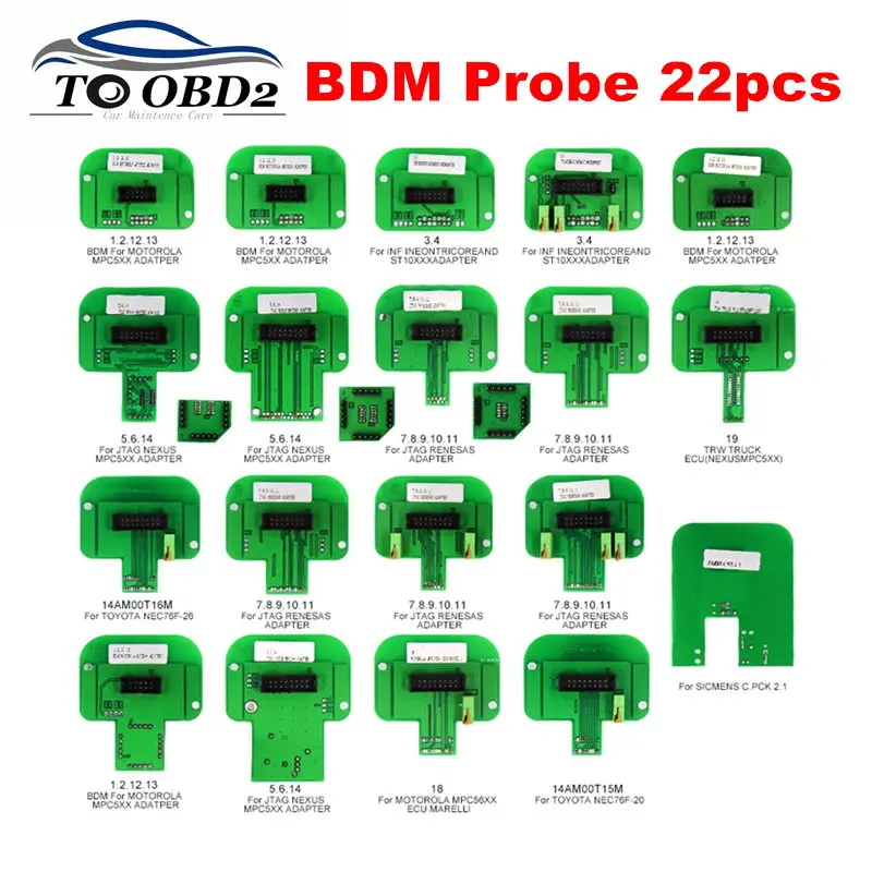 

BDM Probe 22pcs Full Adapters For V7.020/V5.017/Dimsport Use Together With BDM Frame ECU Remap Programmer Chip Tuning Tool