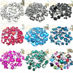 25IZES 58PCS 10SHAPE Mix shape MIX size Glass Crystal sew on rhinestones with silvery claw Diy wedding dress