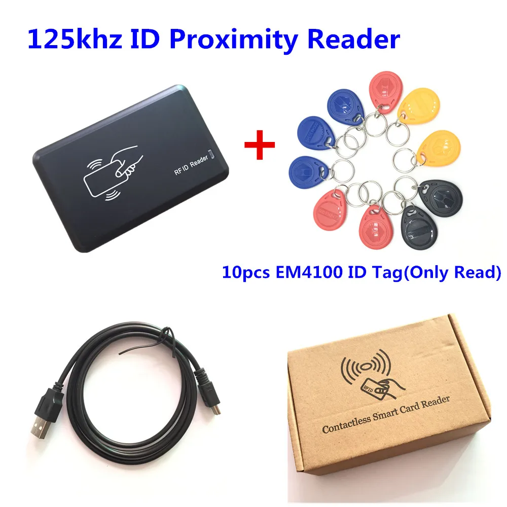 125khz  RFID Proximity Smart Card Reader Can set RFID Card Keychains Keytag 8H10D 2H3D4H5D Format ID Token for Access Control