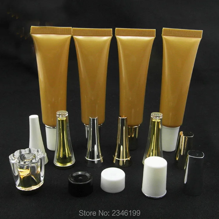 

20ML20G 50pcs/lot Empty Cosmetic Hose Soft Tubes,Plastic DIY Gold Facial bb/cc Cream Container,High Grade Essential Cream Bottle