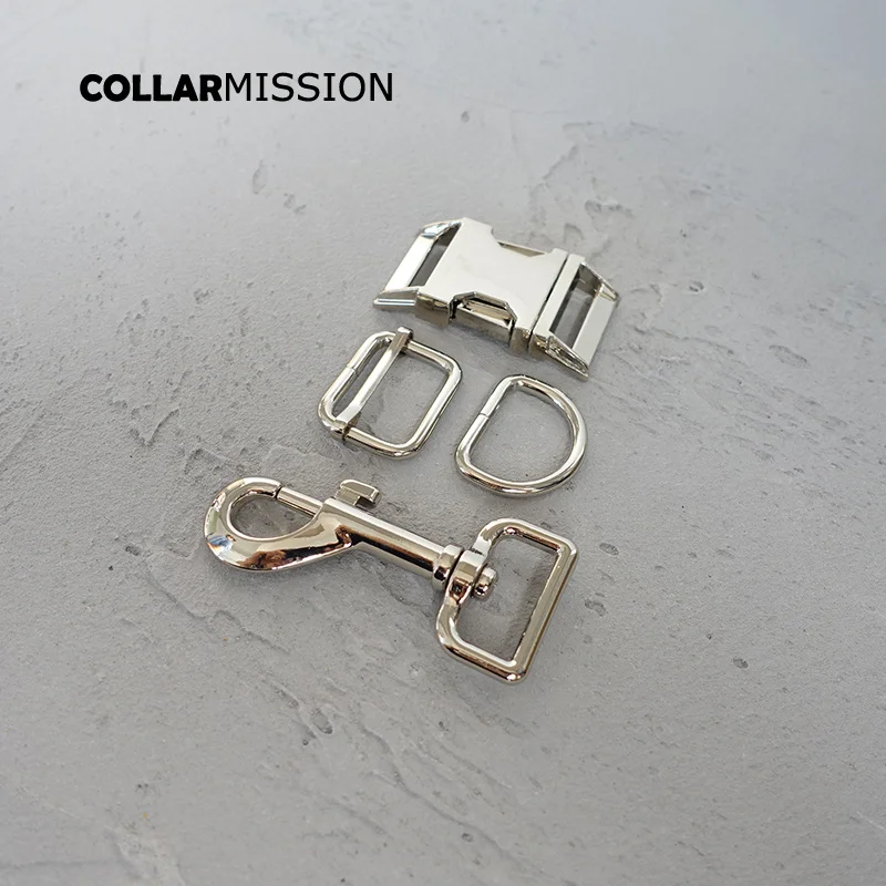 

50sets/lot (metal buckle+adjust buckle+D ring+metal dog clasp/set) manufacturer plated metal buckle diy 25mm dog collar parts