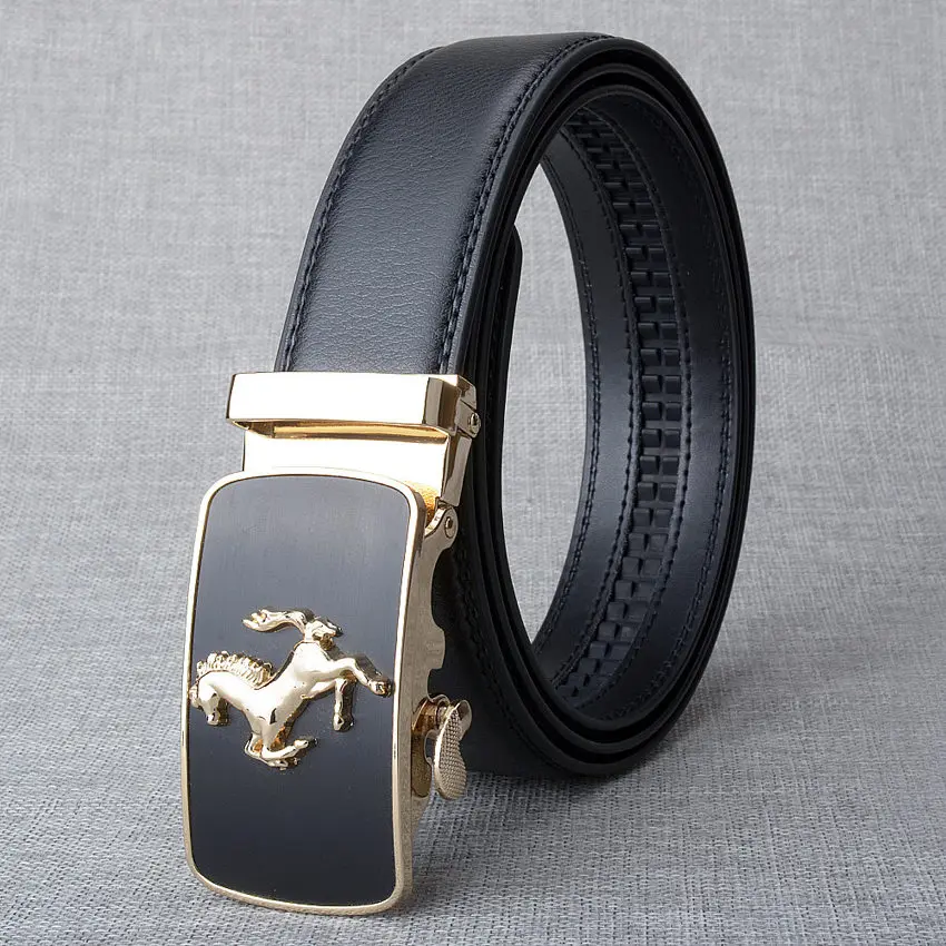 Hot Sell Brand Horse Designer Automatic Buckle Belt Men Genuine Leather Belt Man Luxury Men Belts Alloy Buckle Best As Gift