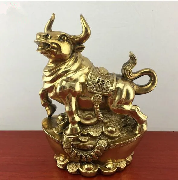 

Collection fine workmanship brass wealth cattle crafts statue