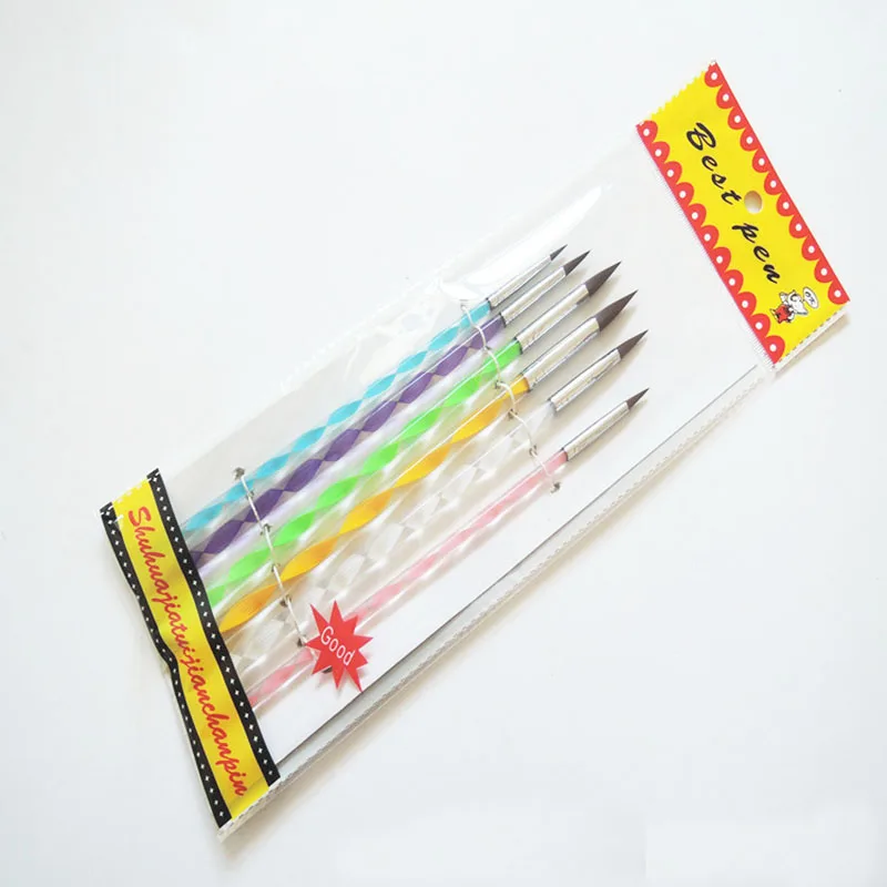 6Pcs/Set,Fine Hand-painted transparent organic glass rod nylon wool hook line pen Drawing Pen Art Pen Student Stationery