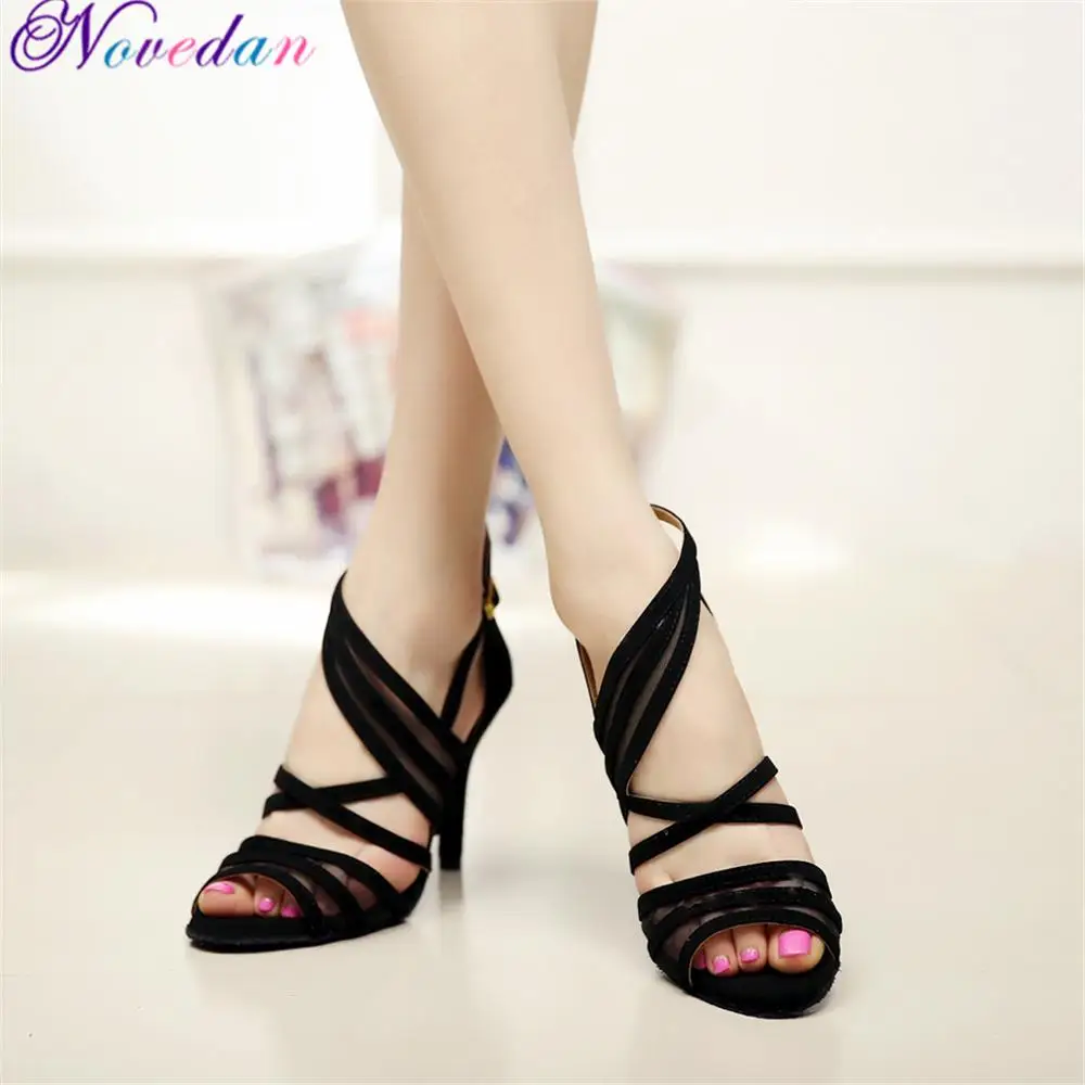 Women Professional Ballroom Latin Dance Shoes Black Salsa Shoes High Heels 6/7.5/8.5cm Red Samba Tango Kizomba Dance Shoes