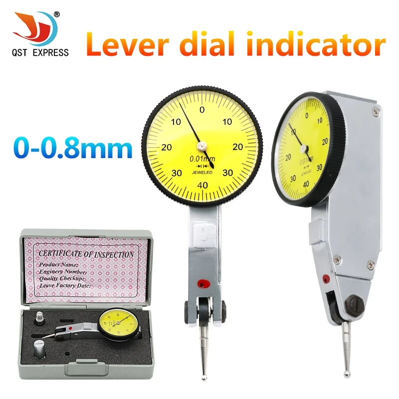 QSTEXPRESS-Indicador de prueba de Dial de 0-0,8mm, indicador de dial de 0,01mm