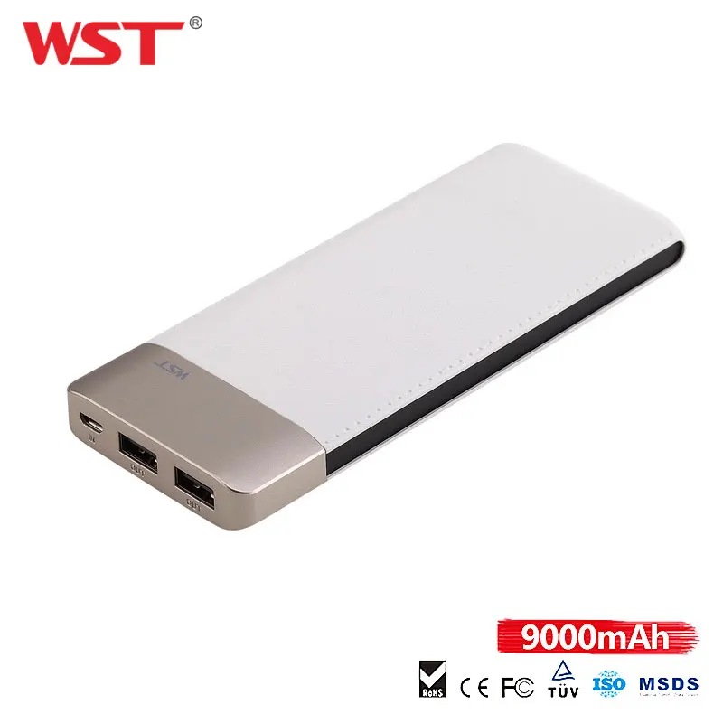 WST Original Brand Colorful 9000mAh Power Bank Ultra Slim External Battery Portable Power Bank 10000 mAh Fast Charging Powerbank