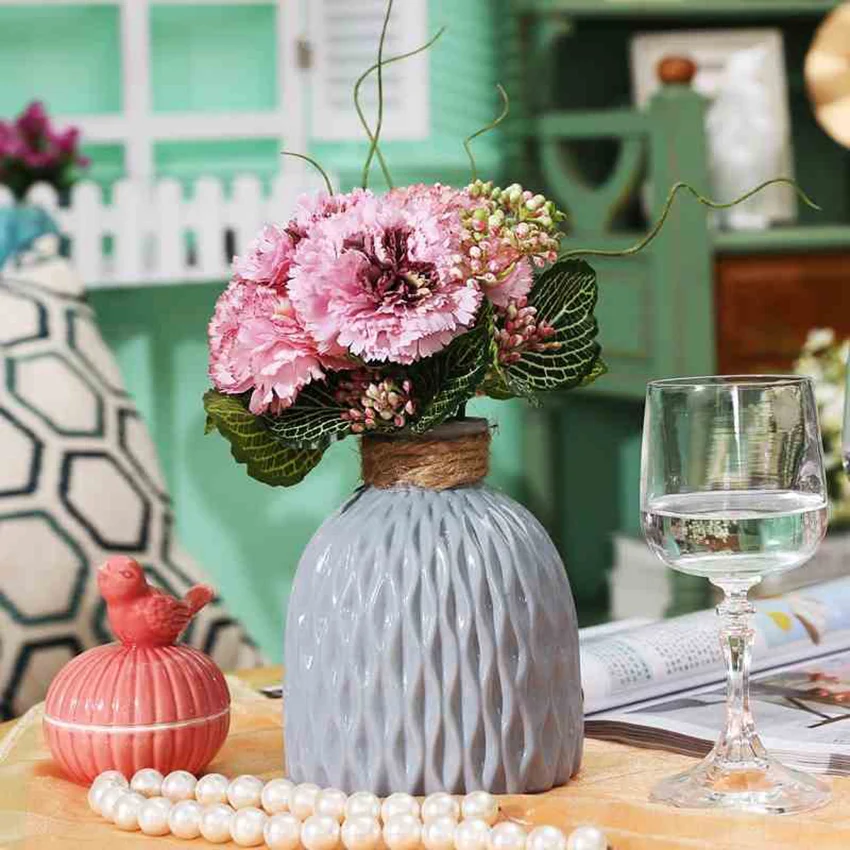 Modern Minimalist Desktop Crafts Flower Bottles European Style Fresh Ceramic Vases Office Wedding Home Decoration Accessories