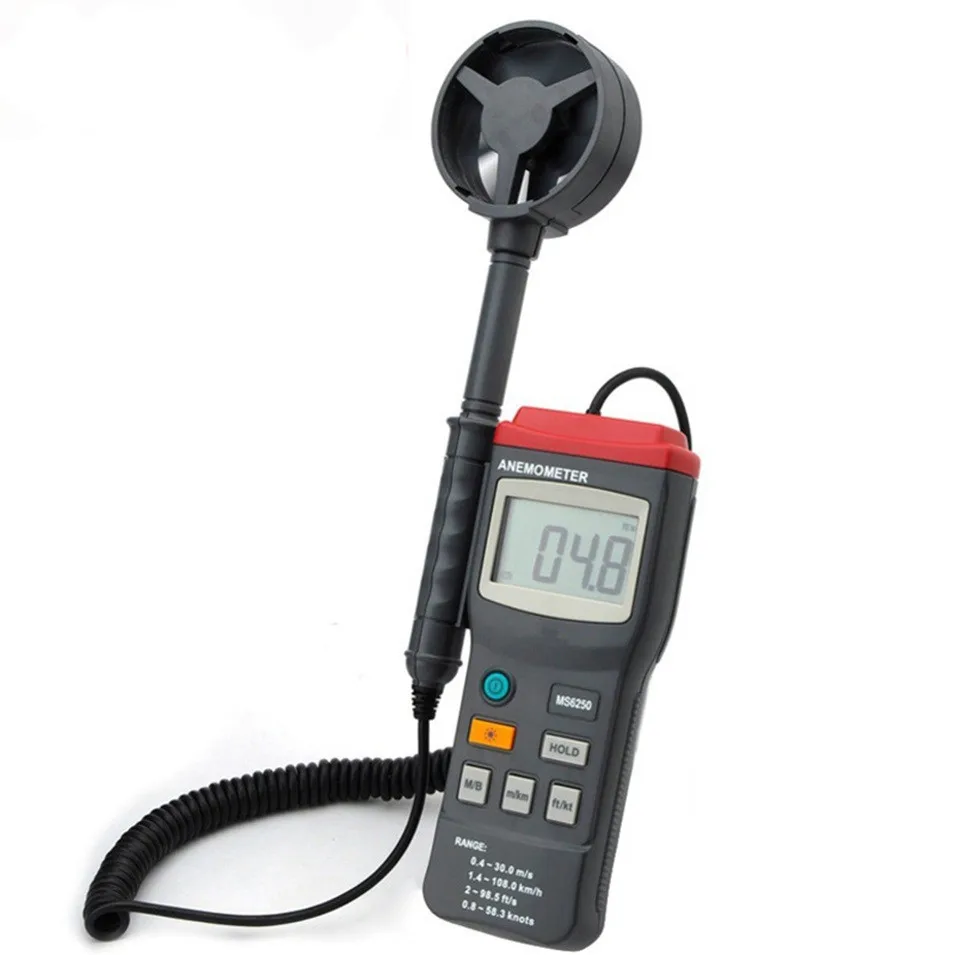 New High Sensitivity Digital Anemometer Air Velocity Wind Speed Meter Gauge MS6250 LCD Backlight Portable Measuring Instrument