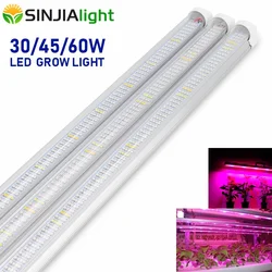 Lâmpadas de led hidropônicas para cultivo de plantas, 5 tamanhos, 60cm, 90cm, 120cm, t8, 30w, 45w, 60w