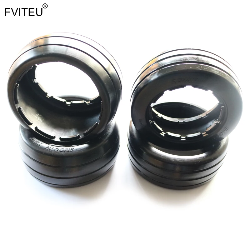 FVITEU Rubber On-Road Racing Slick Tires Set for 1/5 HPI Baja 5B SS Rovan King Motor