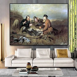Hunters at rest By Vasilij Perov Posters And Prints Oil Painting on Canvas Scandinavian Wall Art Pictures For Living Room Decor