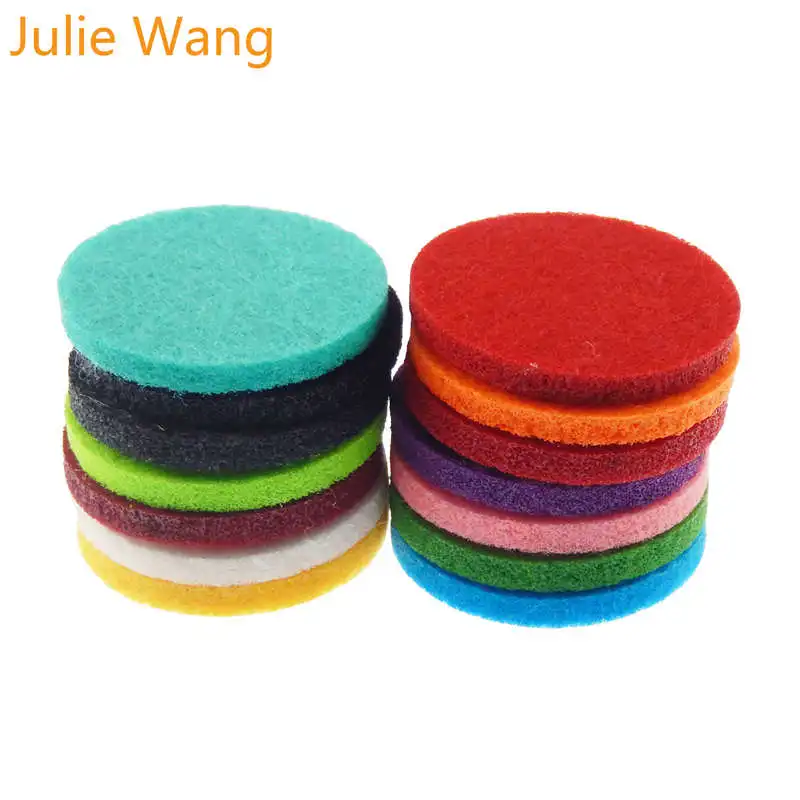 Julie Wang 20 pz Variopinto Rotondo Piazza Feltro Pastiglie Per Olio Essenziale Diffusore Medaglione Profumo Aromaterapia FAI DA TE Accessori Dei