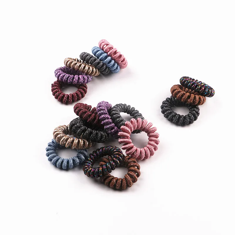 

10pcs/lot Colorful Telephone Line Elasticity Rubber Hair Accessory Women Headwears Elastic Hair Band