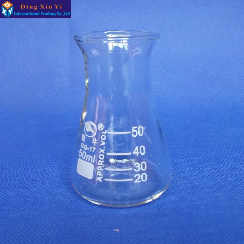 

Стеклянная коническая колба Erlenmeyer 1 шт., стеклянная колба 50 мл для лабораторного использования, стеклянное боросиликатное стекло, GG17,Pyrex