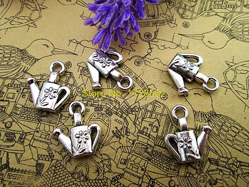 

15pcs- Watering Can Charms , Antique Tibetan silver Watering Can Charms pendants 13x15mm