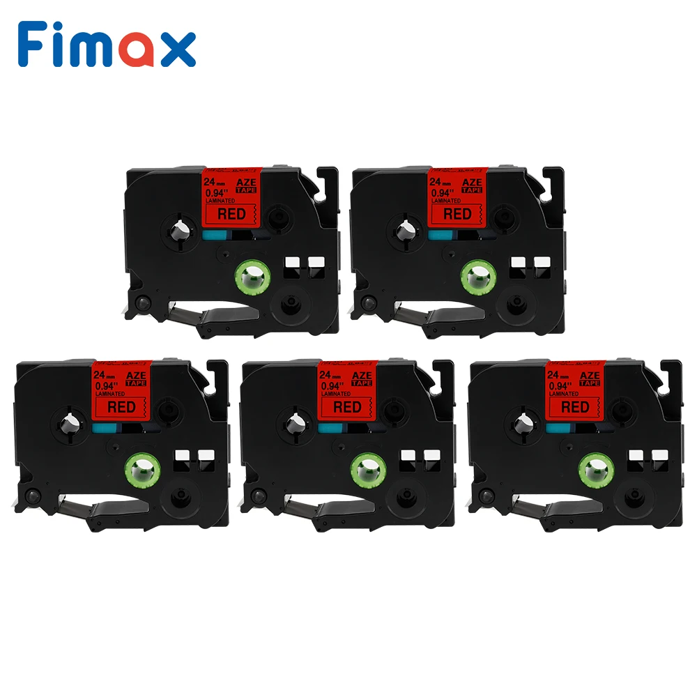 

Fimax 5 Packs Compatible for Brother P-touch TZe451 Label Tape TZe-451 TZ-451 24mm*8m Black on Red for Brother P-touch Tze Label