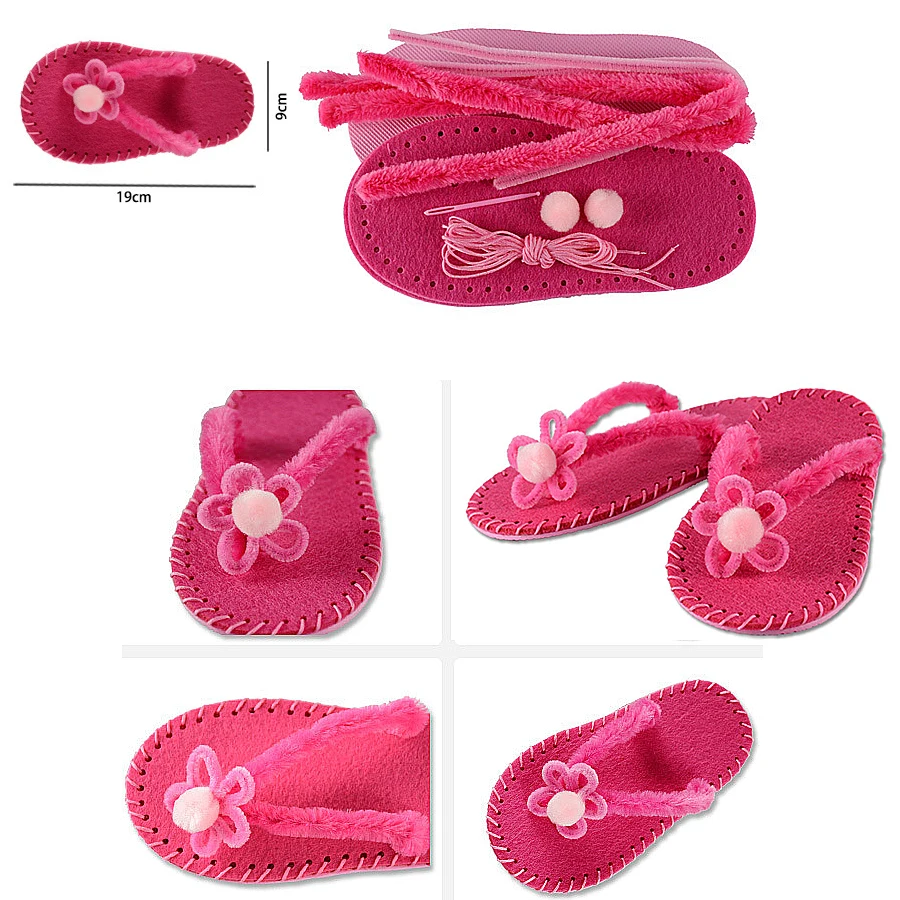 Grappig Handgemaakte Diy Niet-geweven Stof Schoenen Creatieve Mode Slippers Naaien Kit Art & Ambachten Voor Kinderen Educatief Speelgoed