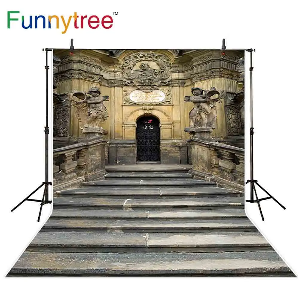 Funnytree new photographic background luxury little angel church stairs vintage faith cathedral photography backdrop photophone