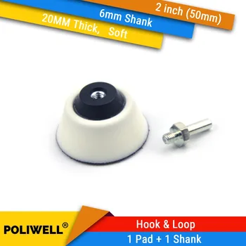 2 Zoll (50 mm) 20 mm weiches Schaumstoff-Backup-Schleifpad + 6 mm Schaft für 2 Zoll Schleifscheiben für Holzbearbeitung, Zubehör für rotierende Elektrowerkzeuge