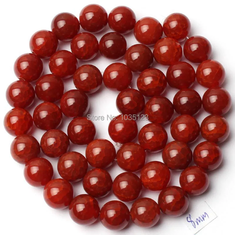 High Quality Natural Cracked Round Red Agates Stone 4/6/8/10/12/14/mm Loose Beads Strand 15 Inch Jewellery Making wj218