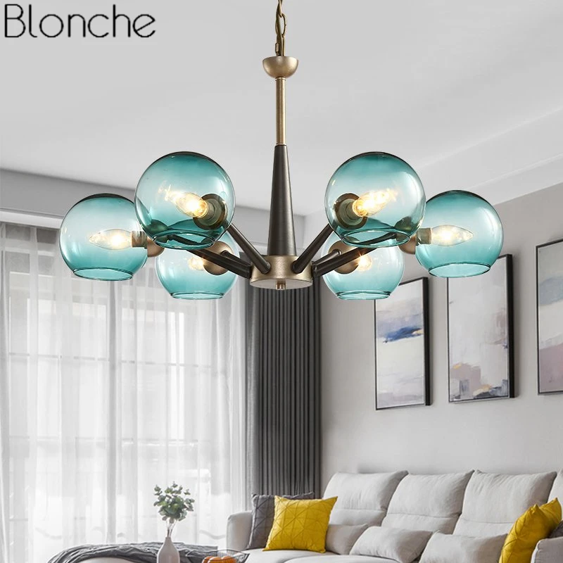 

American Country Glass Pendant Lights Magic Bean Hanging Lamp Led Hanglamp Loft Industrial Lustre Dining Room Kitchen Fixtures