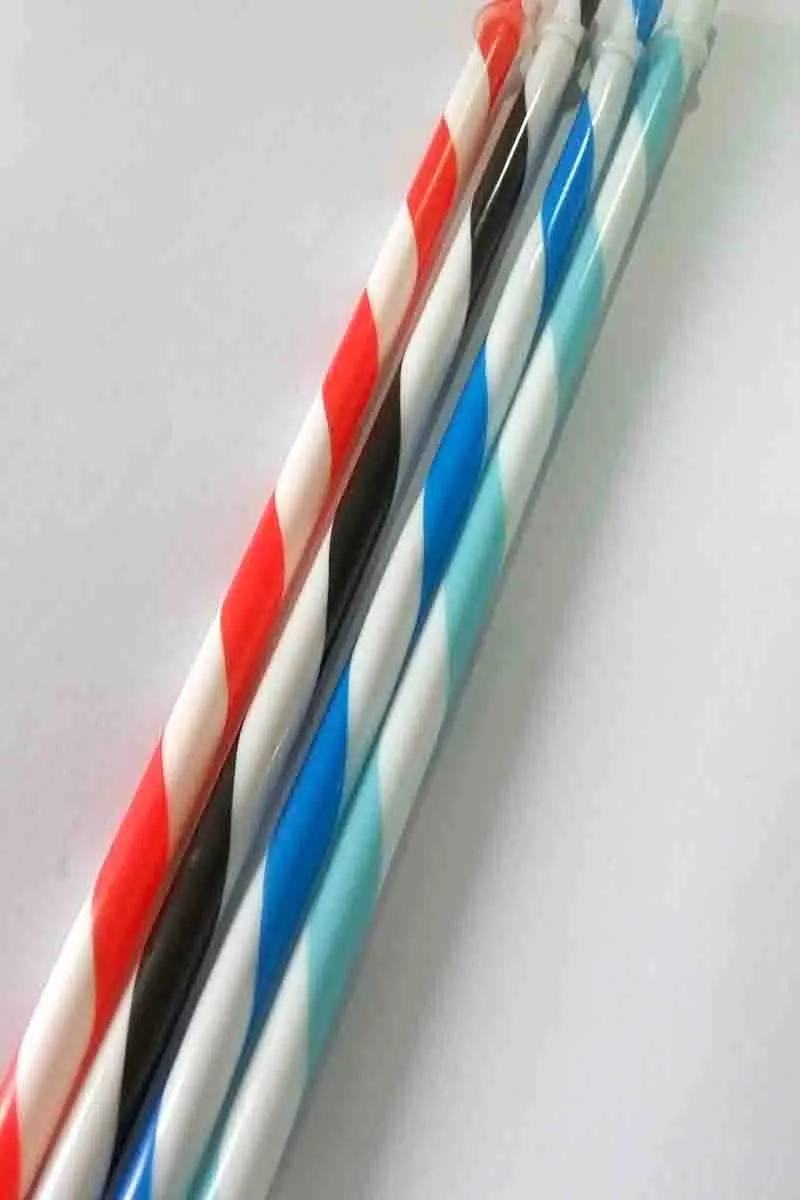 100pcs/lot Whosale Hard Big Stripped Plastic drinking straw with Affixed Stopper HH16099