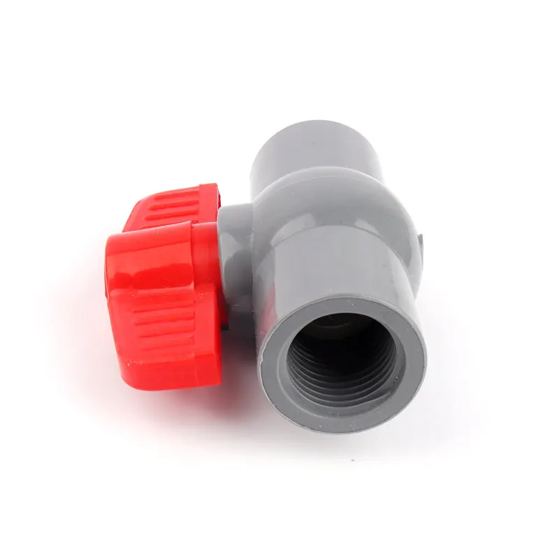 1pc Grey PVC Pipe Socket Inner Dia 20/25/32/40mm Ball Valve With 90 Degree Rotation Red Handle Garden Irrigation Control Water