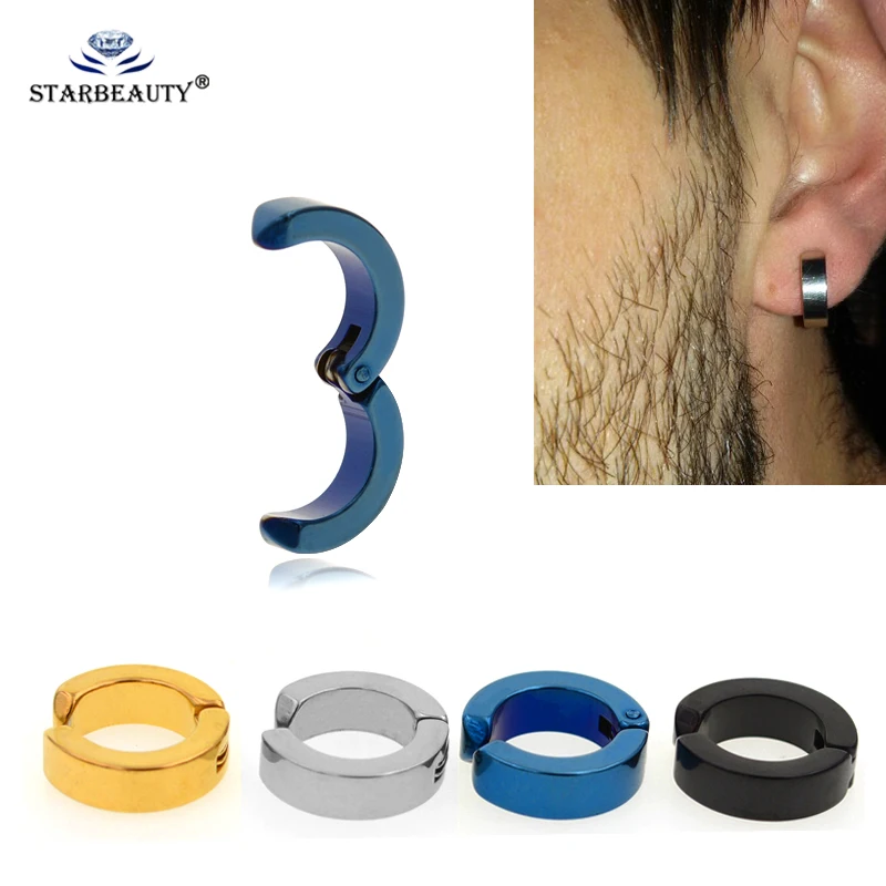 Hot 2pcs Clip On Earrings For Men  Punk Ear Cuff Jewelry Fake Piercing Surgical Steel Ear Clips Oringe Girl Gift