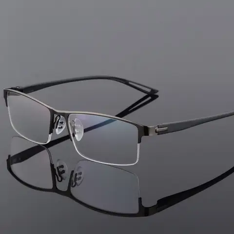 TR90 Titanium Alloy Glasses Frame Men Semi Rimless Square Eye Glass Prescription Eyeglasses Myopia Optical Frames Korean Eyewear
