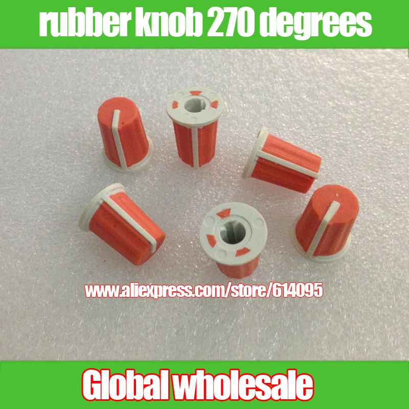 

50pcs Half axle potentiometer Rubber knob orange / indicator 270 degree / mixer / appliance / instrument adjustment knob/16*19mm