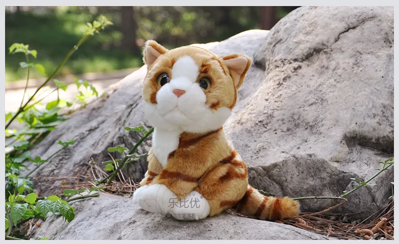 about 18cm simulation yellow cat plush toy squatting cat soft doll, baby toy present Xmas gift 0746