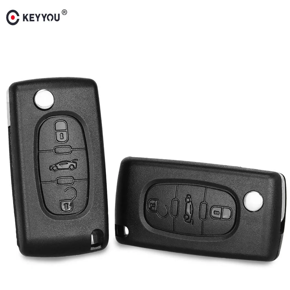 

KEYYOU New 3 Buttons Key Shell For Citroen C2 C3 C4 C5 C6 C8 Flip Folding Remote Key Case Fob Cover Uncut With HU83/VA2 Blade