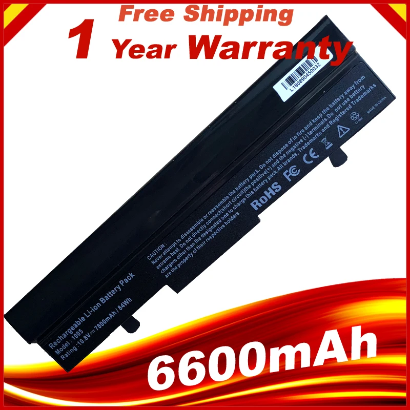 6600mAh 9 cells  laptop Battery for Asus Eee PC 1001PX 1001HA 1005P 1001PQ 1005 1005HA AL31-1005 AL32-1005 ML32-1005 PL32