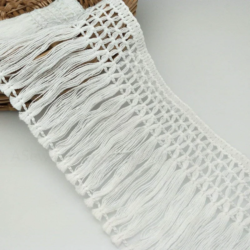 2 Yards 10 cm Wide Cotton Tassel Fringe Curtain Home Textile Decoration Cotton Lace Ribbon lace fabric Garment 5BB5466
