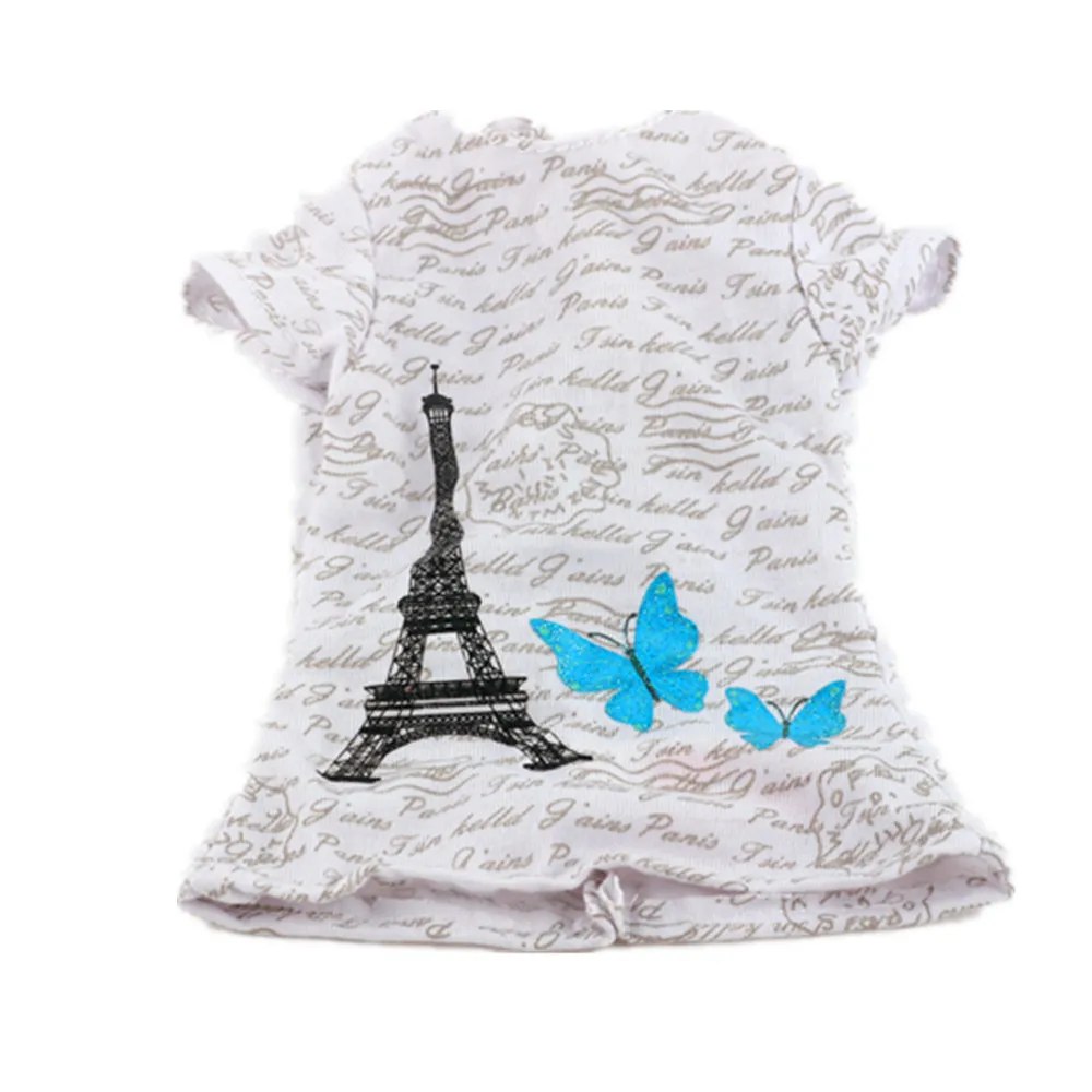 Eiffel Tower Pattern T-shirt Fit 18 Inch American&43 CM Baby Doll Clothes Accessories,Girl's Toys,Generation,Birthday Gift