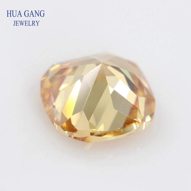 3x3~15x15mm Champagne Color Cushion Cut Shape Loose CZ Stone Beads Brilliant Cut 5A Synthetic Gems Cubic Zirconia For Jewelry