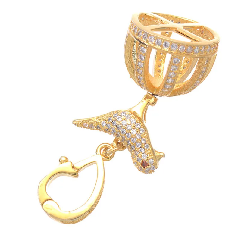 Fashion Jewelry Vintage Zircon Bird Below Crown Charms For Jewelry Making Wholesale Micro Pave Floating Charms Bijoux Berloques