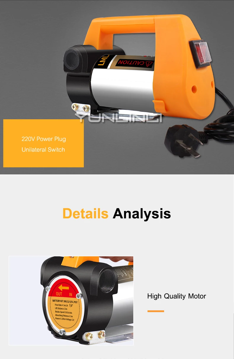 Bomba de transferência de combustível elétrica, bomba de transferência de óleo automática de querosene, dc/ac, 380w, 220v/500w