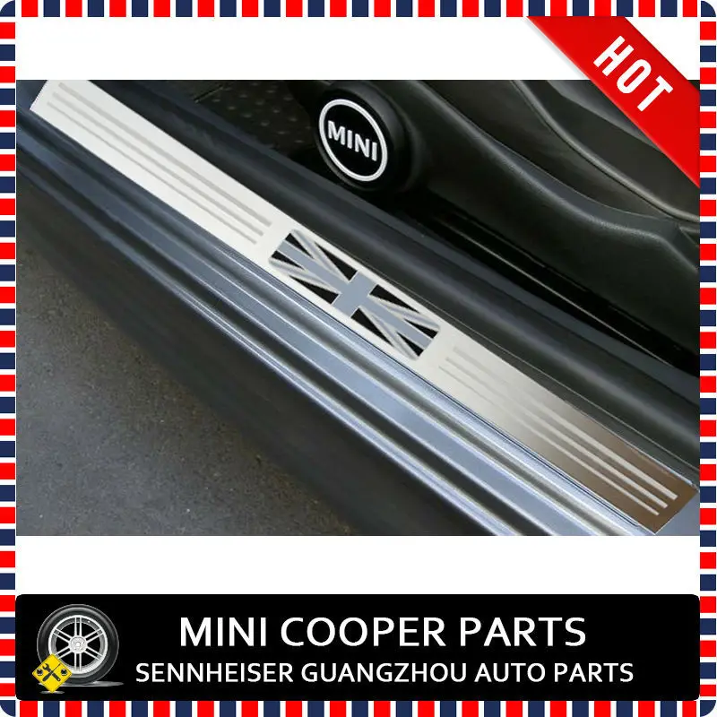 Brand New stainless steel Material UV Protected Black Union Jack Style Door Sill Plate For mini cooper S R56 only (2 pcs/Set)