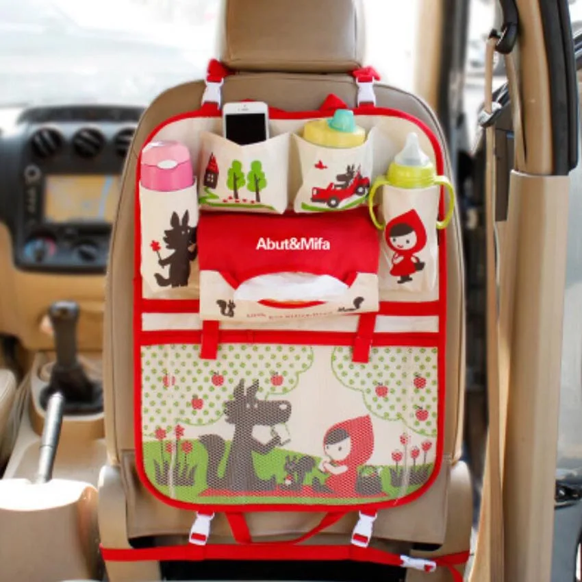 Cute Cartoon car organizer kids Bear&cat Car Seat Back Bag Storage Hanging Car Organizador Bags Pocket Car styling for Kids