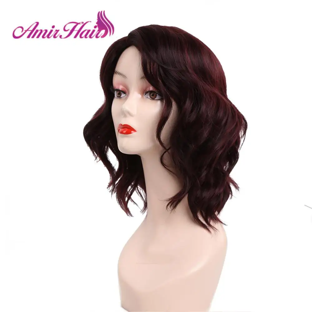 Short Wavy Bob Wig Synthetic Hair Wigs For Women Natual Black Cosplay Wigs Blown and Blonde wig for Party Daily