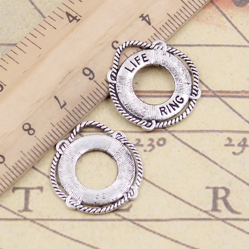 10 sztuk Charms życie pierścień koło ratunkowe 23x22mm tybetański brąz srebrny kolor zawieszki antyczne tworzenia biżuterii DIY Handmade Craft
