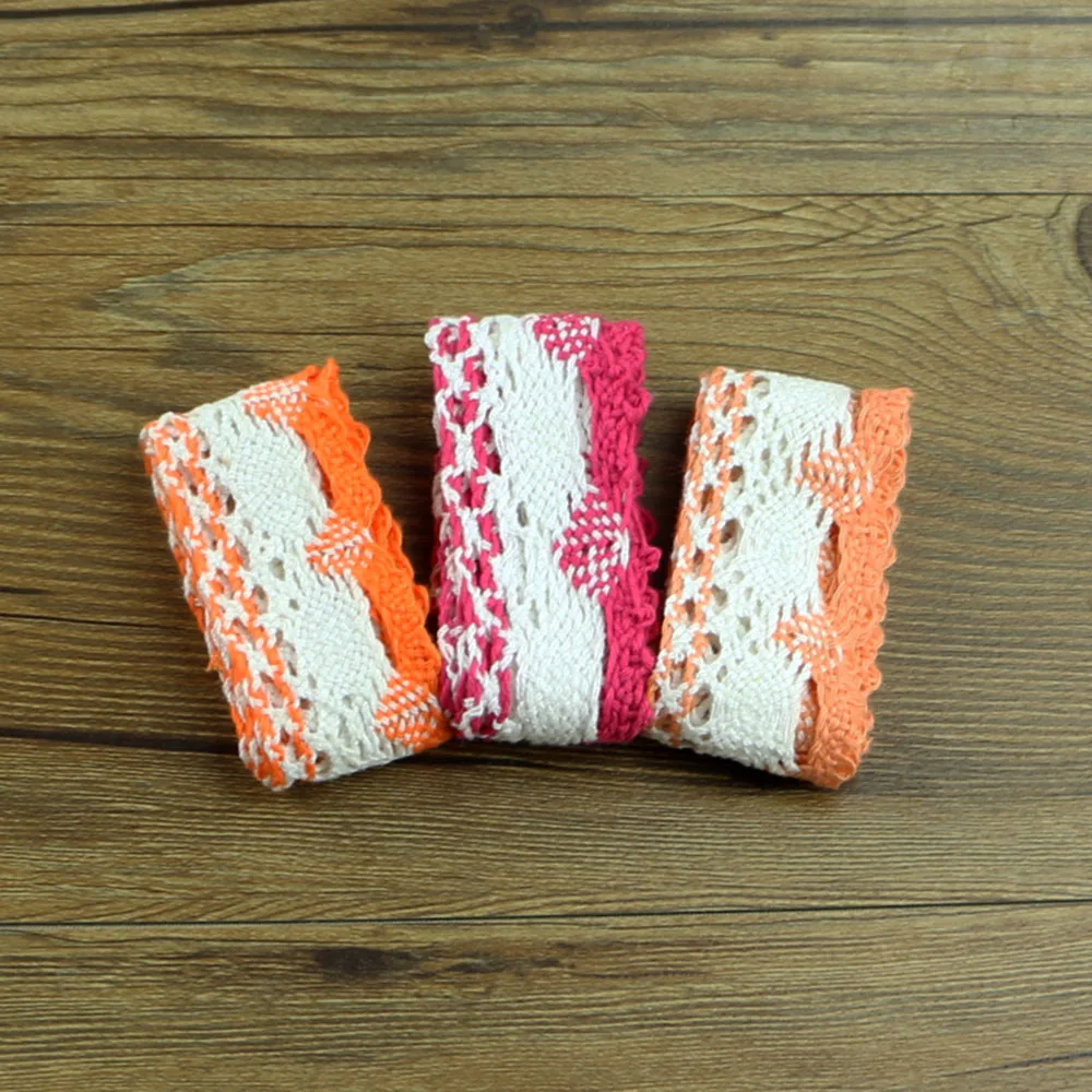color Hot Sale Cotton Lace Roll Ribbon Knit Adhesive Tape Sticker Craft Decoration Fabric